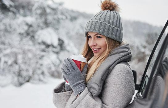 Happy AAA member, calling for roadside assistance.